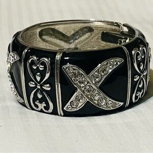 Black and Silver Infinity Bracelet with Sparkling Accents